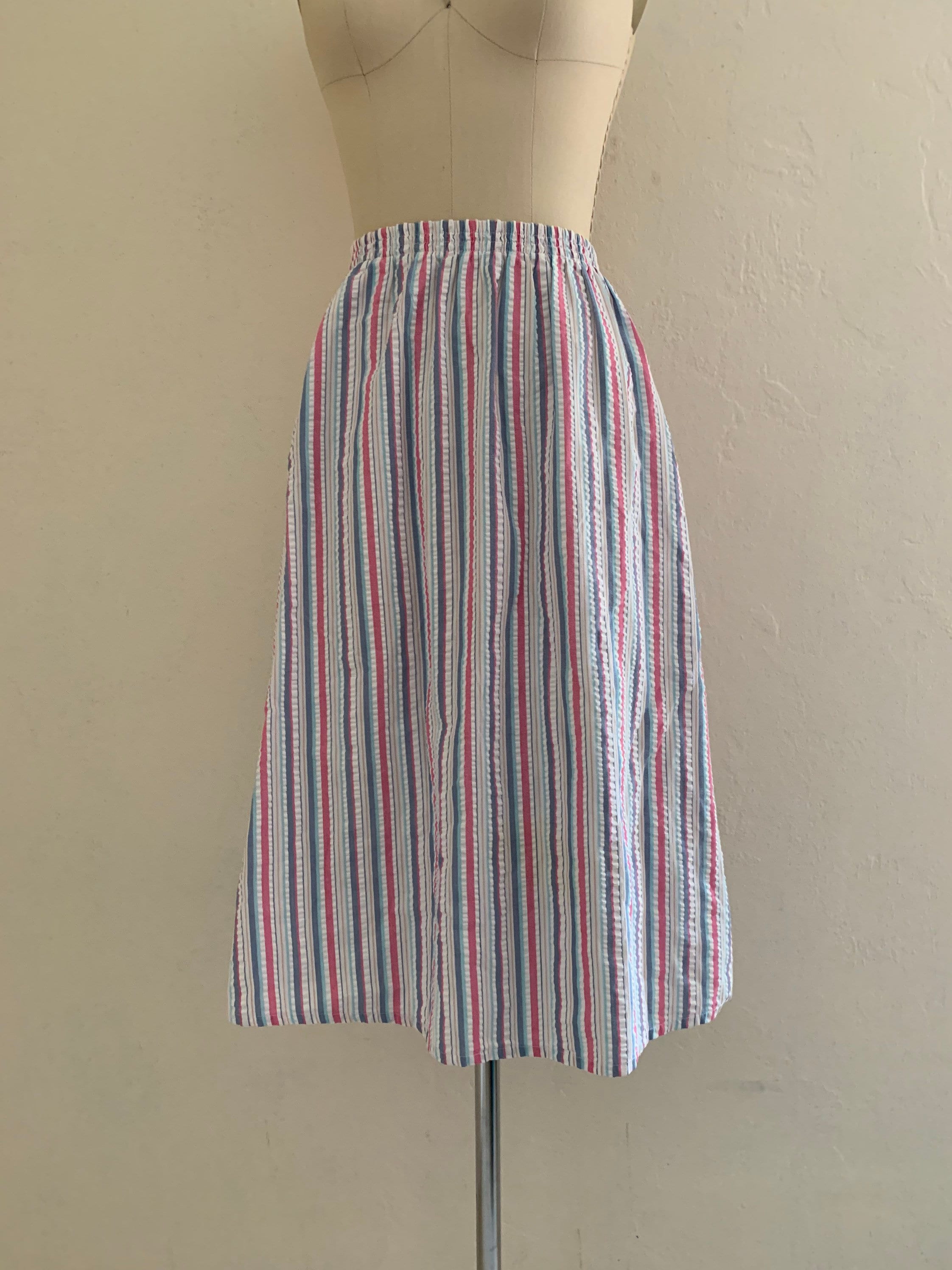 vintage 70's striped seersucker skirt with pockets
