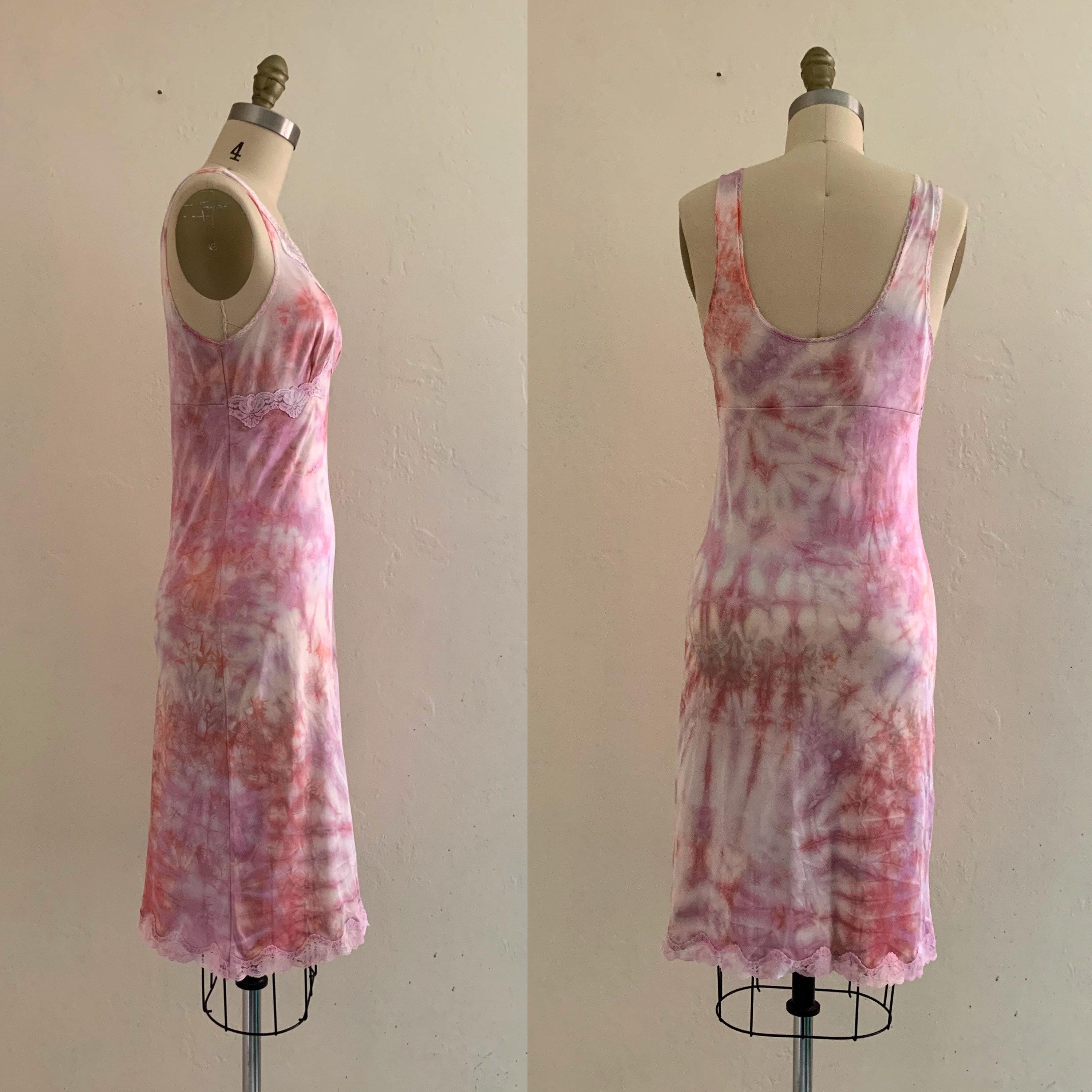 vintage pink tie dye slip dress // tie dye cover up