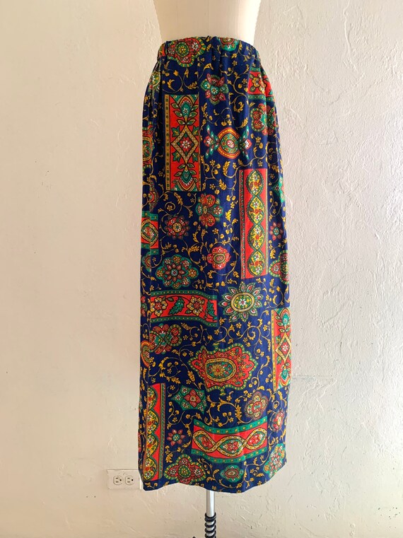 vintage 60's floral hippie maxi skirt - image 9