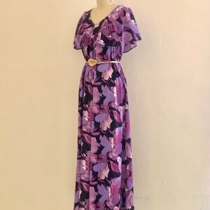 vintage 70's purple floral maxi boho dress image 8