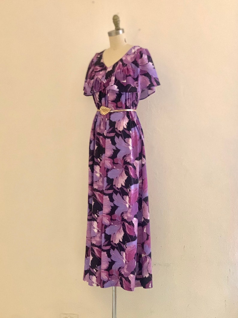 vintage 70's purple floral maxi boho dress image 8