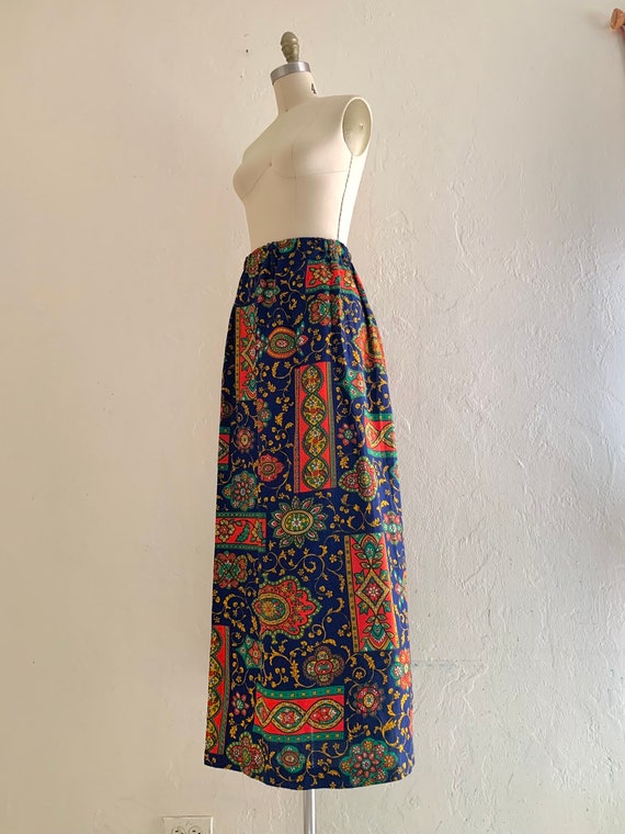 vintage 60's floral hippie maxi skirt - image 8