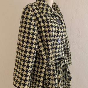 vintage 60's herringbone black & cream coat image 3