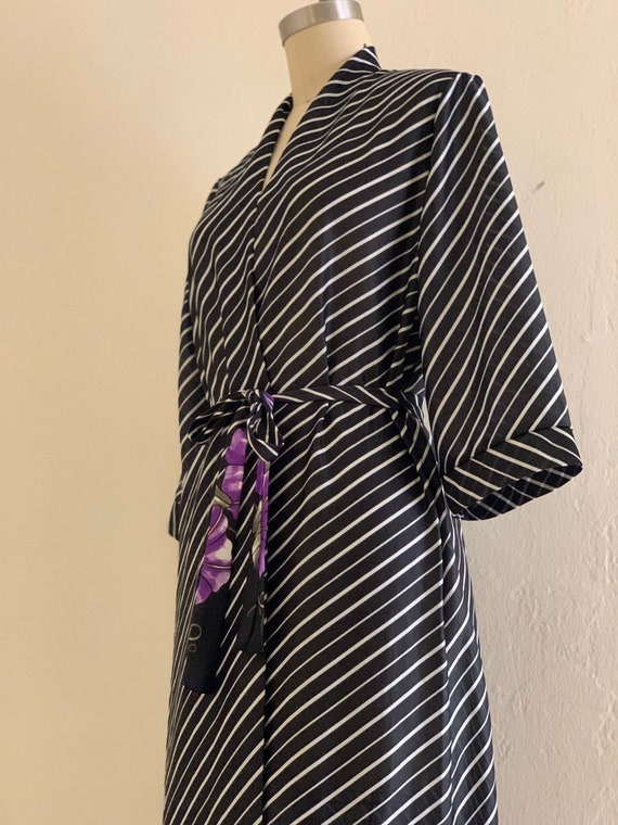 vintage 70's black floral striped maxi robe // lo… - image 8