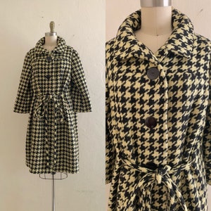 vintage 60's herringbone black & cream coat image 1