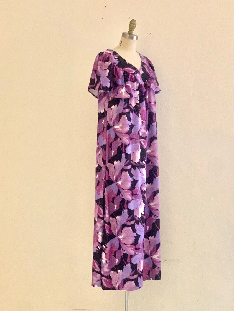 vintage 70's purple floral maxi boho dress image 3