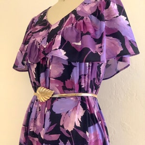 vintage 70's purple floral maxi boho dress image 9