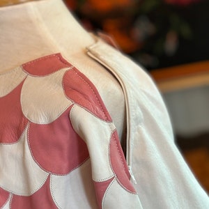 vintage 80's leather pink white scalloped top image 9