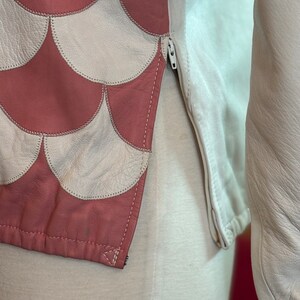 vintage 80's leather pink white scalloped top image 8