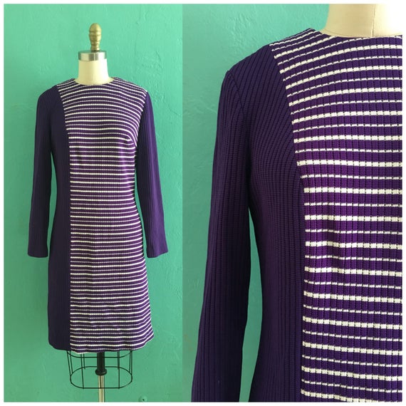 vintage 60's purple striped knit dress // scooter