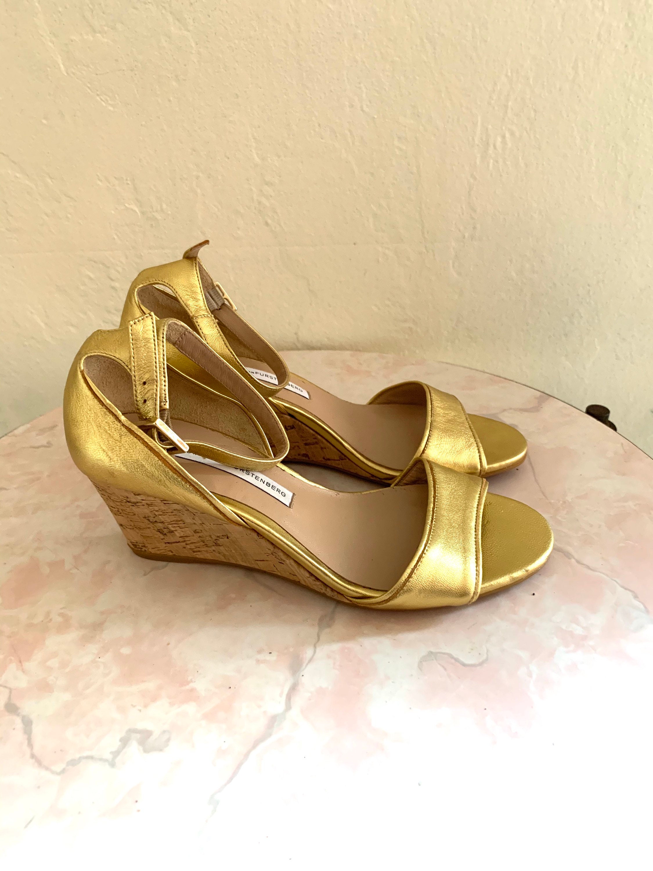 diane von furstenberg gold sandals