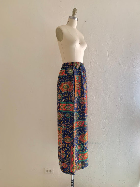 vintage 60's floral hippie maxi skirt - image 2