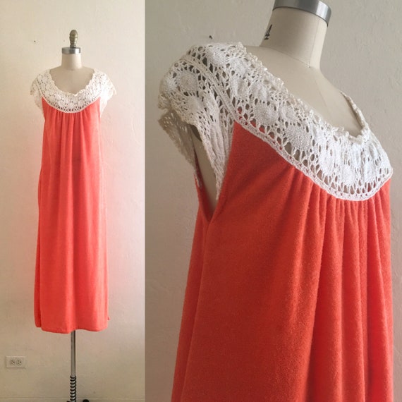 vintage 60's crochet terry dress // orange cover