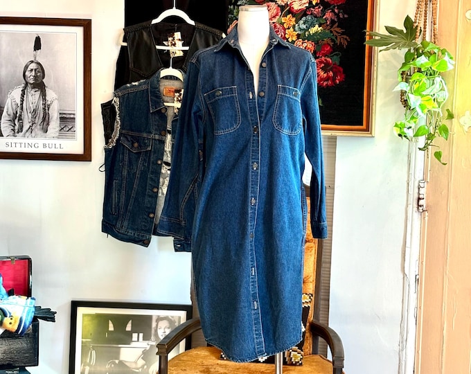 vintage 90's calvin klein denim dress jean shirt dress