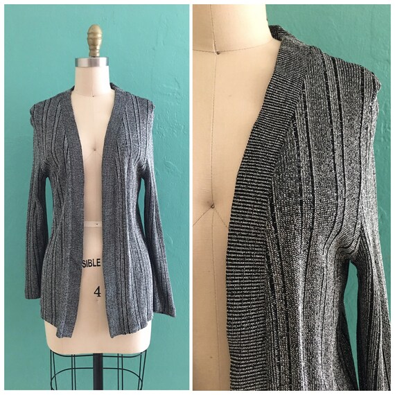 vintage 60's silver metallic cardigan // metallic