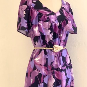 vintage 70's purple floral maxi boho dress image 2