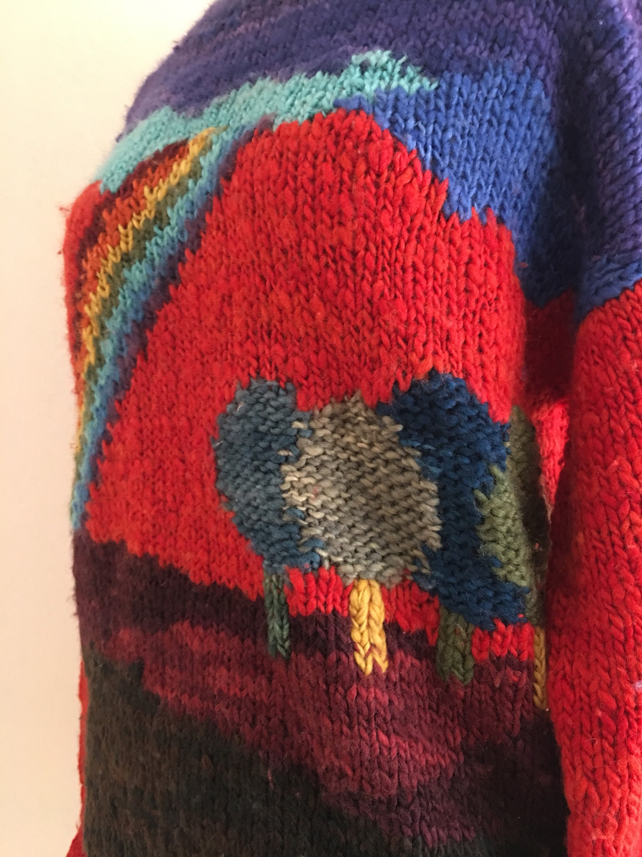 vintage 70's handmade rainbow wool novelty sweater