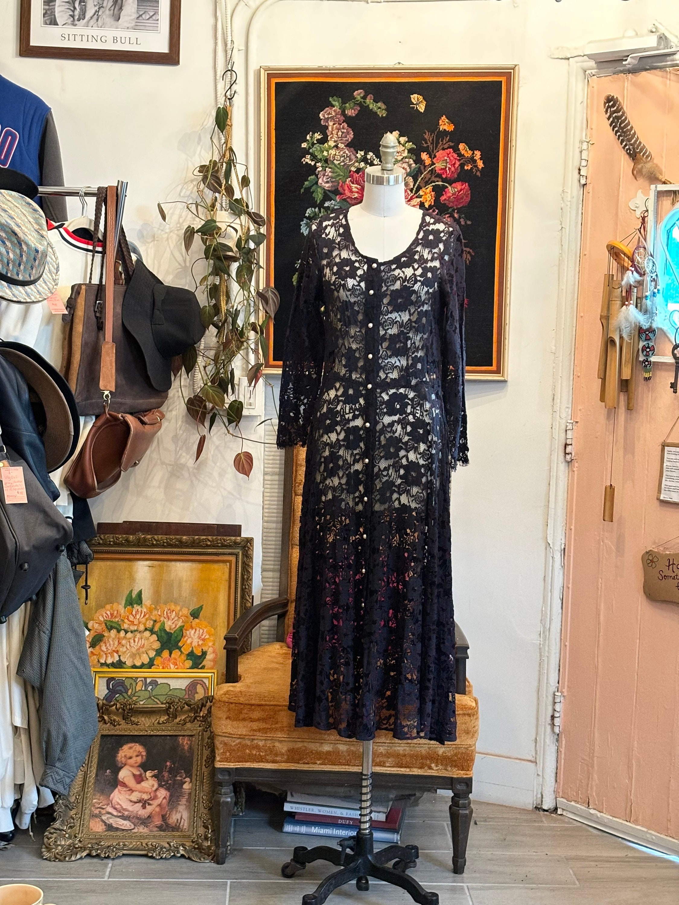 Black lace dress online sale