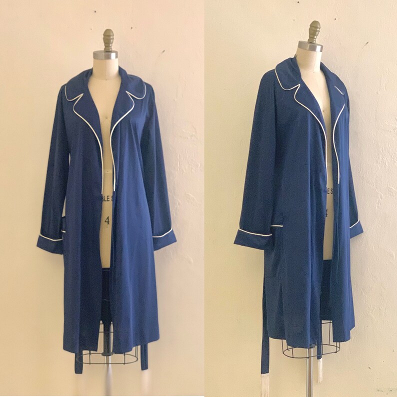 vintage 80's navy tassel robe // dressing gown image 6
