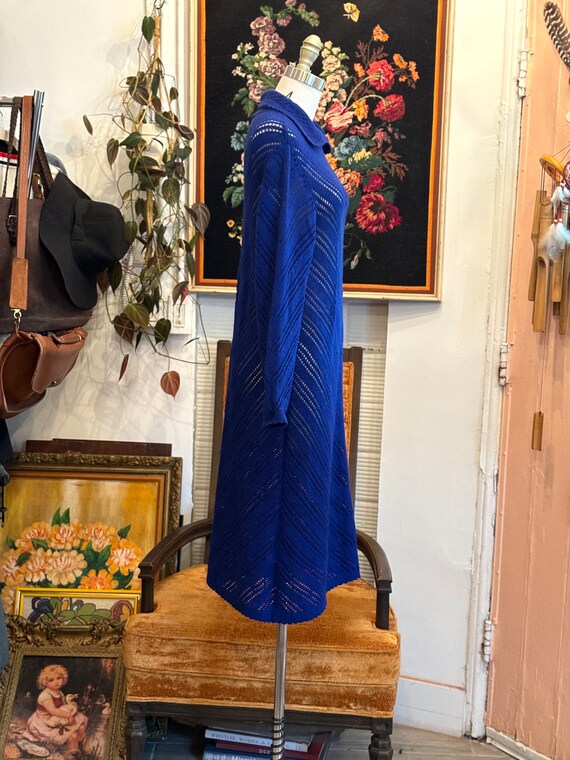 vintage 70's blue knit midi dress - image 8