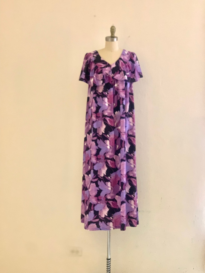 vintage 70's purple floral maxi boho dress image 10