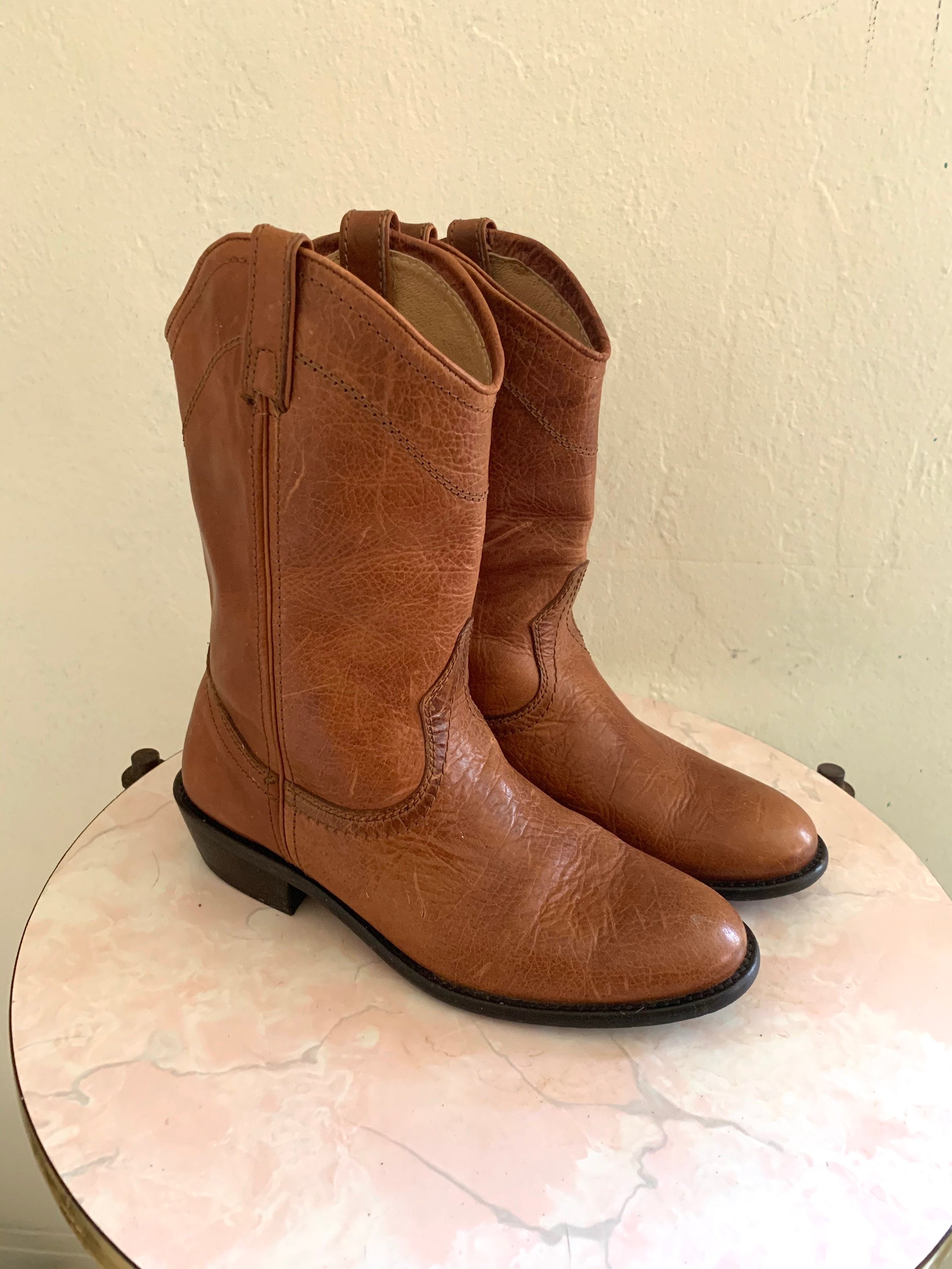brown ankle boot heels