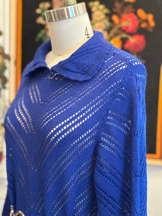 vintage 70's blue knit midi dress - image 6