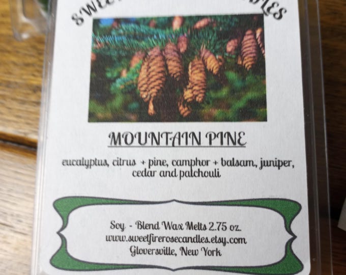 Featured listing image: Scented Soy Wax Melts, Mountain Pine Scent, Color Safe Candle Dye, Aromatic Living Room Scent, Handpoured in Small Batches
