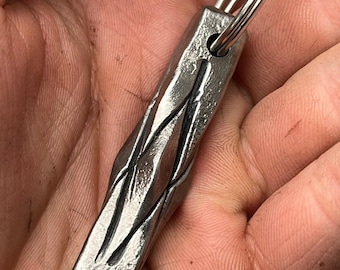 Hand Forged Iron Keychain: Blacksmith Made Pineapple Twist Key Fob