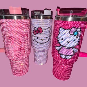 PRETTY KITTY Vaso térmico de acero inoxidable con diamantes de imitación de 40 oz, regalo de Navidad, regalo del Día de la Madre, regalo para novia, regalo para hermana, Copa Stanley.