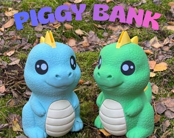 Spikey the Dino Piggy Bank, Piggy Bank, Dinosaur Coin Bank, Coin Bank, Money Box, Cute Dino Decor, Coin Saver Jar