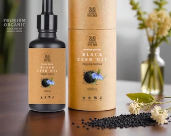 Aceite de comino negro prensado en frío: Nigella sativa orgánica, grado alimenticio, cuidado de la piel y el cabello.