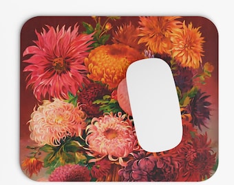 Vintage Chrysantheme Blumen Maus Pad, Blumen Schreibtischmatte, Blumen Haus Büro Dekor