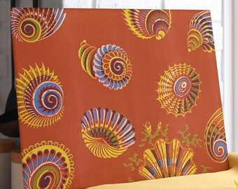 Nautilus Shell Tempered Glass Cutting Board, Ocean Kitchen Decor