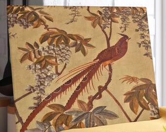 Tabla de cortar de vidrio con diseño botánico asiático vintage, tabla de charcutería estilo chinoiserie, decoración de cocina con pájaros florales, bandeja de servir oriental, regalo para inauguración de casa.