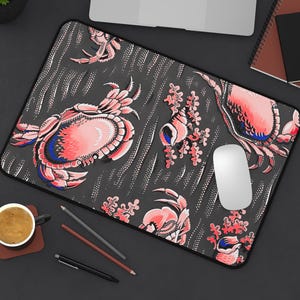 Ocean Inspired Desk Mat with Crabs Nautical Workspace Decor Coastal Office Accessories Home Office Gift Unique Desk Protector Ocean Deskmat