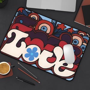 Retro Love Mouse Pad Desk Mat - Vintage Office Decor, Gamer Desk Accessories, Cute Mousepad, Vintage Home Office Essentials Old School Decor