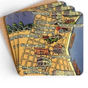 Vintage Design New Orleans Street Map Geschenk Korkuntersetzer 4er Set Getränke Untersetzer Home Bar Zubehör Einzugsgeschenk New Orleans Souvenir