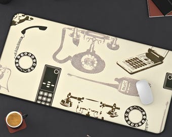 Alfombrilla de escritorio vintage para teléfono, decoración retro para oficina, alfombrilla de ratón vintage única, accesorio para oficina en casa, alfombrilla de teclado de ordenador extragrande