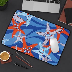 Starfish Desk Mat - Mouse Pad with Beachy Vibes for Home Office, Coastal Decor Gifts for Ocean Lovers Summer Vibes Unique Office Accessories