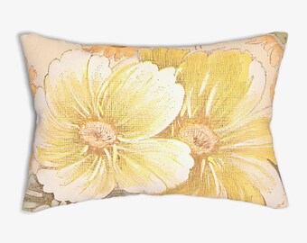 Floral Lumbar Pillow, Cottagecore Botanical Accent Throw Pillow (20x14)