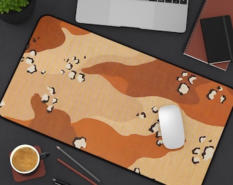 Wüsten Camo Schreibtischmatte - Jagd-Enthusiast Arbeitsplatz Dekor, Gaming Zubehör, großes Mousepad Geschenk, Camouflage Tastatur Matte, Home Office Maus Pad