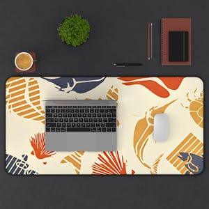 Tropical Marine Desk Mat Ocean Design Mouse Pad for Home Office, Beach Lover Gift, Summer Home Decor, Desk Pad Accessory, Nautical Desk Deco