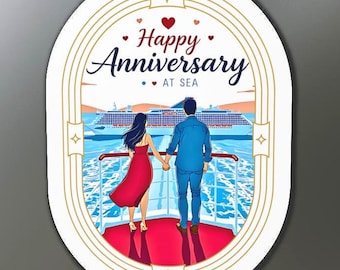 Verjaardag deurmagneet cruiseschip, magneet cruiseschip passagiershut, jubileumversieringen, magnetisch decor jubileum cruise, jubileumcadeau