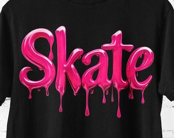 Pink Skate Unisex Comfort Colors Graphic T-Shirt, Gift for Skaters, Roller Skating Shirt, 80s Skate Shirt, Skate Tee, Skateboard Streetwear