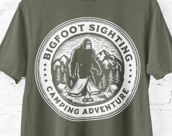 Big Foot T-Shirt Big Foot Sichtung Abenteuer T-Shirt Unisex Comfort Farben Camping T-Shirt, Big Foot Camping T-Shirt, Wandern T-Shirt, Sasquatch T-Shirt