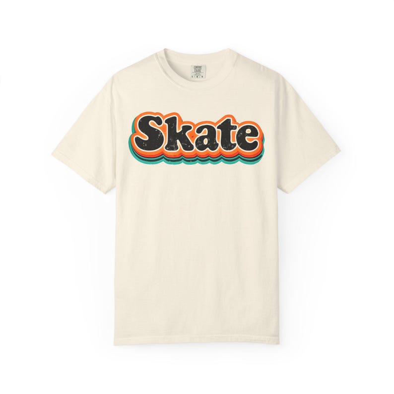 T-shirt graphique de planche à roulettes, chemise de skate vintage, t-shirt unisexe couleurs confort, cadeau pour les patineurs, chemise de patinage à roulettes, chemise de skate des années 80, t-shirt de skate image 4