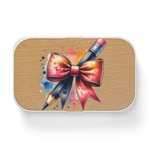 Lonchera Bento con diseño de lazo para lápices, lonchera escolar, regalo para maestros, lonchera para niños, regreso a clases, lonchera para maestros, lonchera para niños