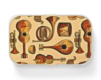 Lonchera bento con instrumentos musicales, recipiente estético para comida, regalos para músicos, preparación de comidas ecológica, lonchera escolar o laboral.