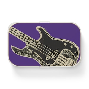 Lonchera bento con temática de guitarra, regalo perfecto para músicos, lonchera escolar o laboral, regalo para amantes de la música, recipiente único para preparar comidas.